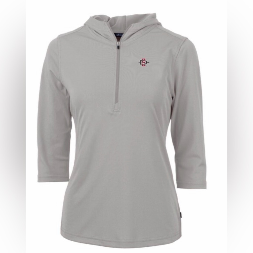 Cutter and Buck San Diego State Half Zip Hoodie Gray Size Extra Small Like New